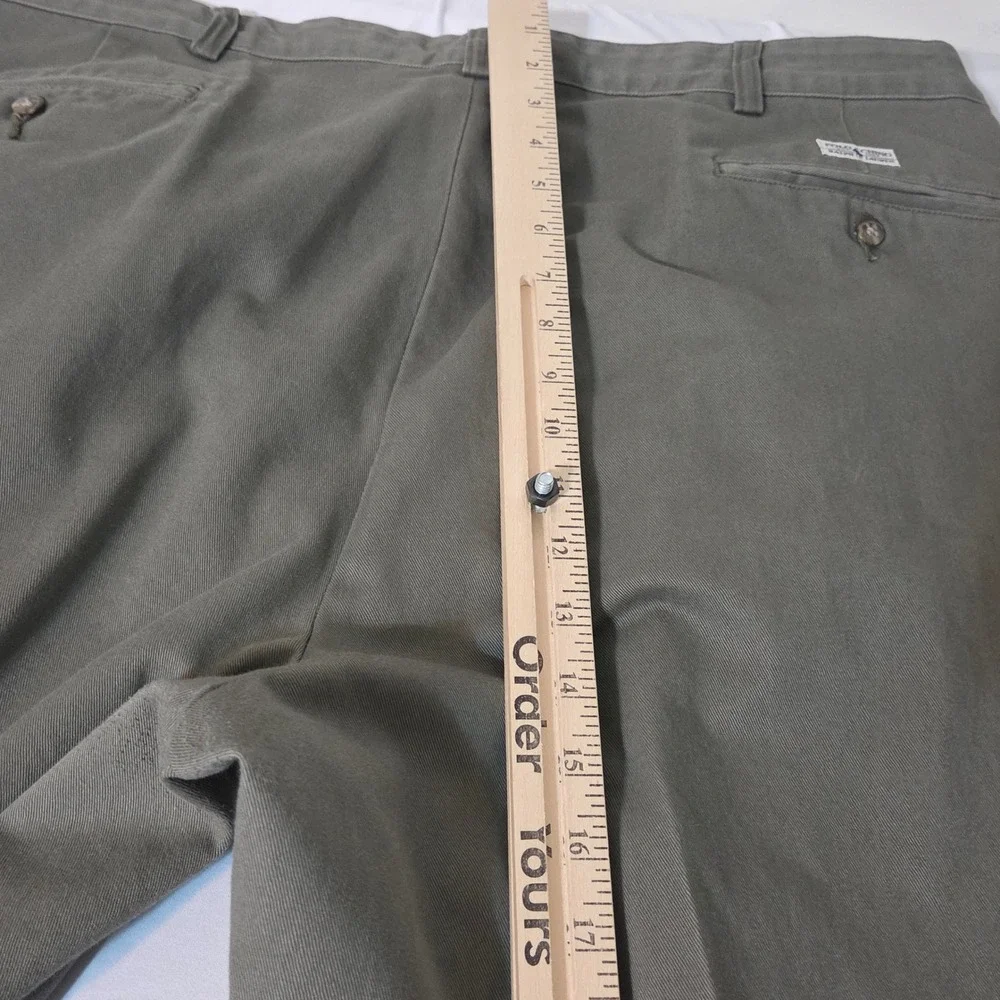 VTG Polo Ralph Lauren Chino Pants Mens 40x32 Olive Green Pleated Cotton Trousers